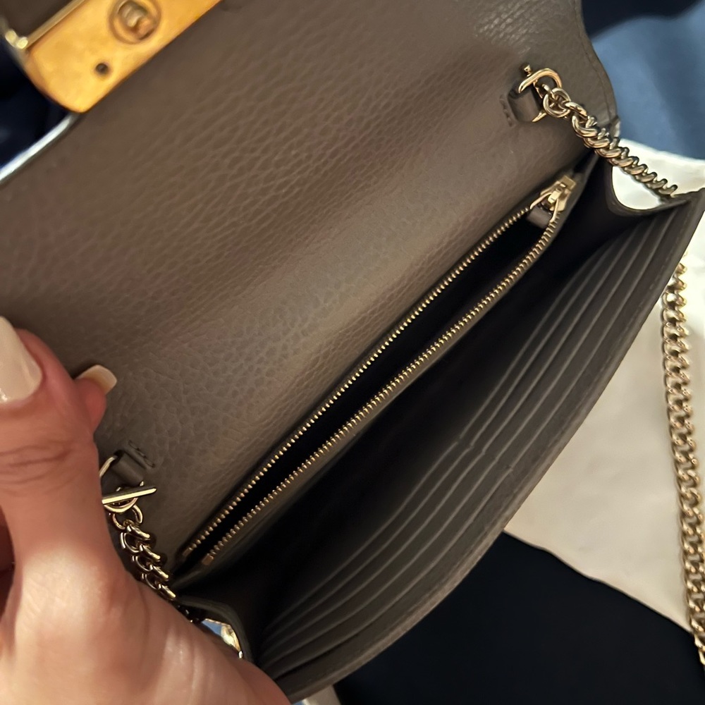 Gucci wallet on chain clutch interlocking gg crossbody bag color dark grey.